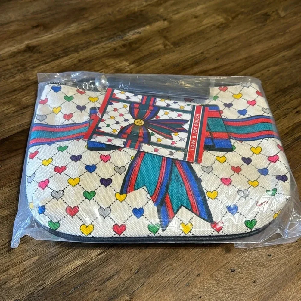 NWT Brighton x Tom Clancey Designer Holiday LOVE & JOY Canvas Crossbody - Picture 2 of 9